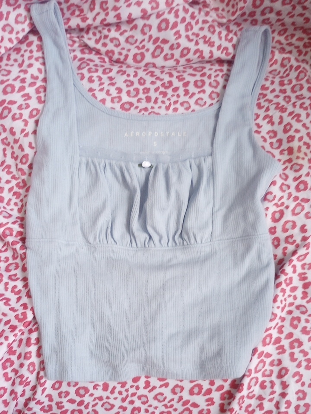 Aeropostale Light Blue Ribbed Scoop Tank